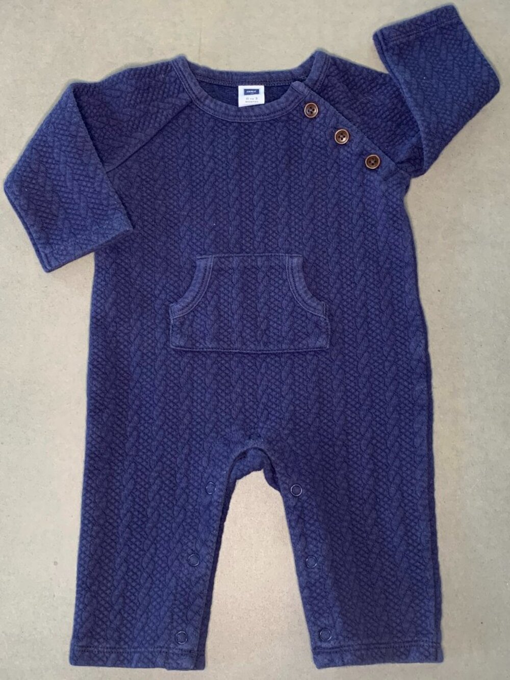 Janie and Jack Baby Navy Textured Romper One Piece 0-3 Months